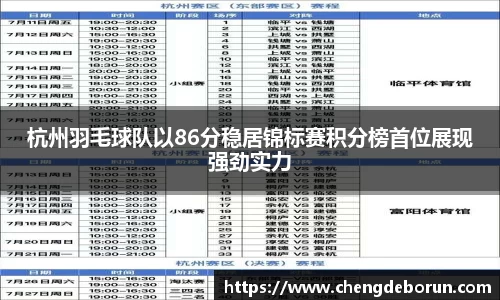 杭州羽毛球队以86分稳居锦标赛积分榜首位展现强劲实力